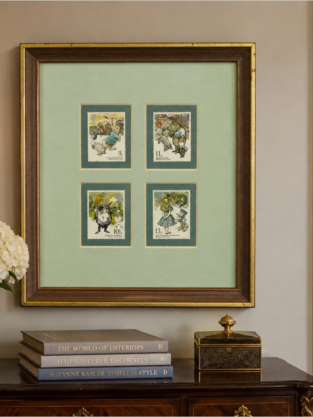 Adorable 1979 Custom Framed Literary British Stamps Nursery Decor Unisex